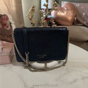 Kate Spade New York Spencer Metallic Navy Gold Chain Crossbody
